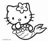 Kitty Hello Coloring Mermaid Pages Colouring Printable sketch template
