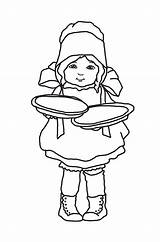 Thanksgiving Girl Coloring Pages Pilgrim Pies sketch template