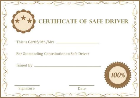 safe driver certificate printable certificates award certificates