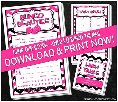 printable bunco cards bunko scorecards score sheets instant etsy