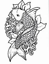 Fish Coloring Koi Pages Japanese Adults sketch template