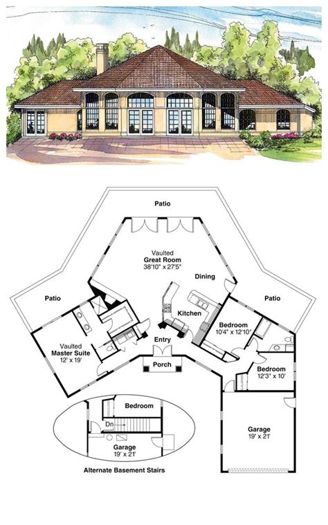 southwest style house plan    bed  bath  car garage  house plans country