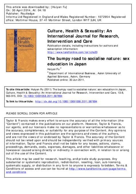 Pdf The Bumpy Road To Socialise Nature Sex Education In Japan