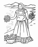 Coloring Pages Valentine Mexican Girl Girls Flowers Flower Sheets Kids Printable Selling Posadas Grade Las Woman 3rd Print Colonial 4th sketch template