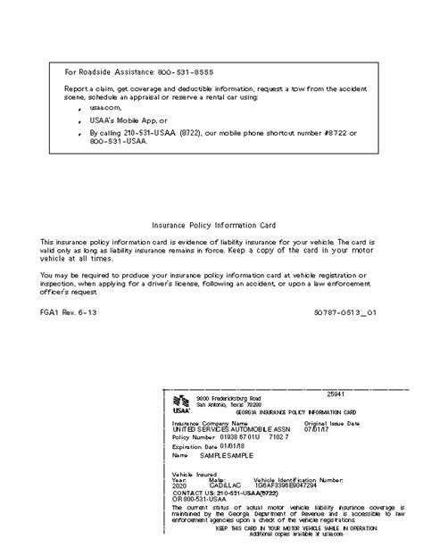 insurance card editable template usaa documentplug