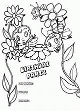 Birthday Happy Pages Coloring Card Invitation Printable Party Carte Color Colorier Coloriage Imprimer Kids Cards Dessin Colouring Print Bees Greeting sketch template