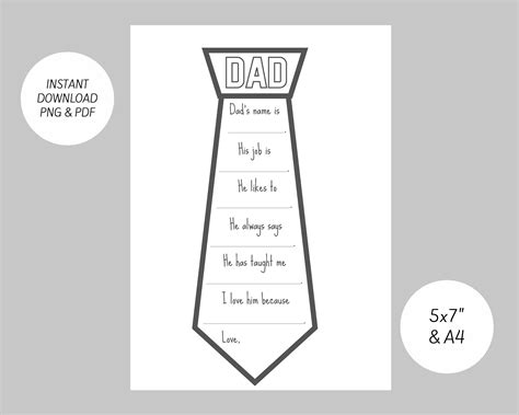 fathers day printable    dad tie etsy