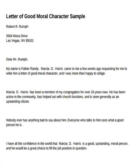 sample letter good moral character  opor net vrogue