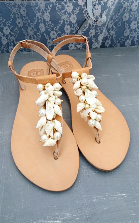 beach wedding sandals sea shell pearls sandals cowrie