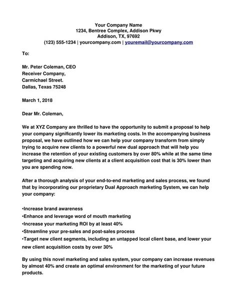 business cover letter business proposal letter cover letter