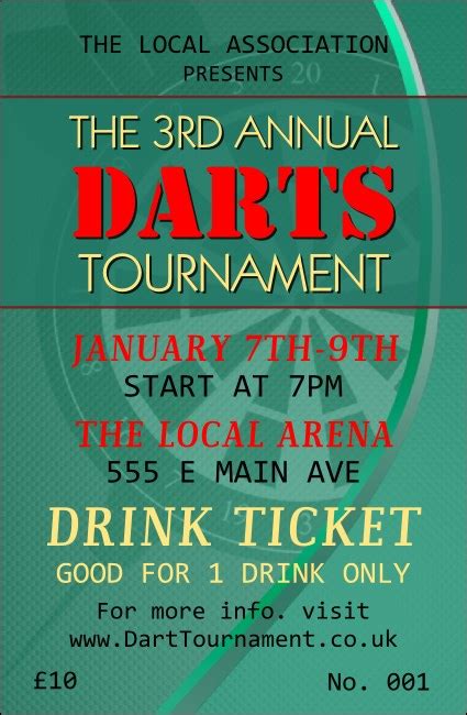 dart tournament drink ticket
