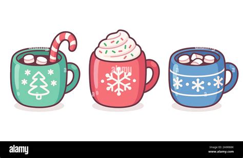 Christmas Hot Chocolate And Coffee Cup Set Warm Seasonal Drinks With