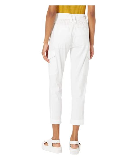 vince belted linen pants optic white womens casual pants  white lyst