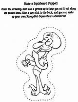 Spongebob Squidward Puppet Attivita Sponsbob Inglese Coloringhome Schwammkopf Giochiecolori Puppets sketch template
