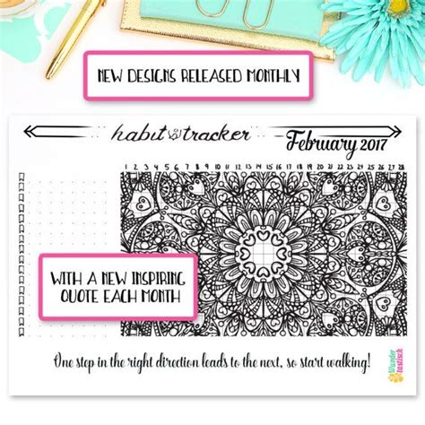 printable habit tracker coloring page february mandala etsy habit