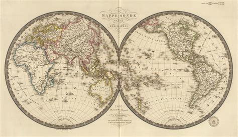 Vintage Map Of The World 1820 Drawing By Cartographyassociates Fine