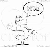 Coloring Character Five Saying Outline Illustration Number Royalty Clipart Rf Toon Hit sketch template