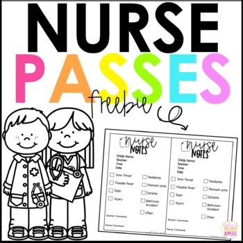 school nurse passes printable nurse pass nurse pass freebie tpt