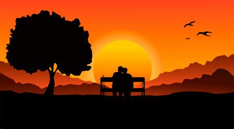 silhouette of a sitting on the park bench illustrations royalty free