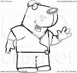 Dog Surgeon Doctor Clipart Scrubs Cartoon Outlined Coloring Vector Cory Thoman sketch template