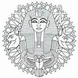 Mandala Egypt Mandalas Coloring Pages Tutankhamun Adults Egyptian Color Mask Pharaoh Symbols Toutankhamon Version First Characters Famous Adult Simple Various sketch template