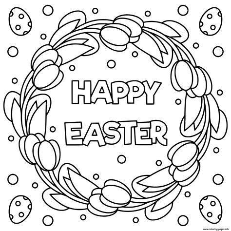 happy easter black  white illustration coloring page printable