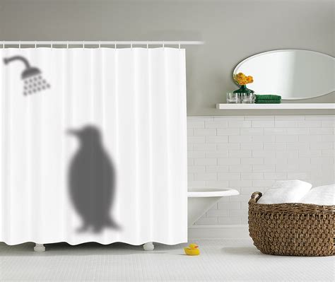 animals decor funny shower curtain penguin shadow fun funny shower