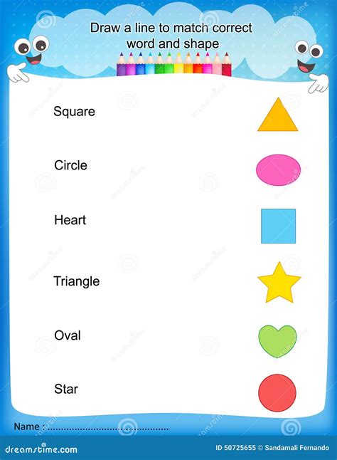 match shapes kids worksheet stock vector illustration  kindergarten basic