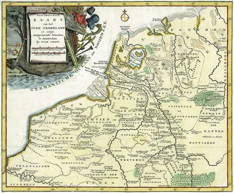 kaart van het oude nederland door izaak tirion etsgravure circa  uit tegenwoordige