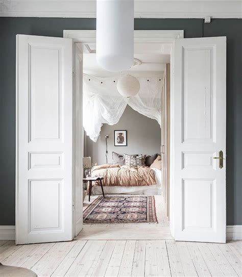 home  dusty blue  beige walls  coco lapine design blog scandinavian interior bedroom