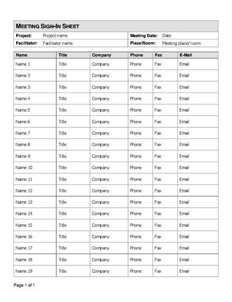 meeting templates  word  template