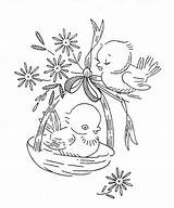 Bird Redwork Ricamare Lw Uccellini Disegno Malvorlagen Barnyard Bordar Chicks Hens Magiedifilo Ausmalbilder sketch template