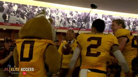 Elite Access P J Fleck Gives Goldy Gopher The Game Ball Youtube