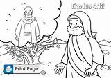 Moses Coloring Pages Burning Bush Exodus sketch template