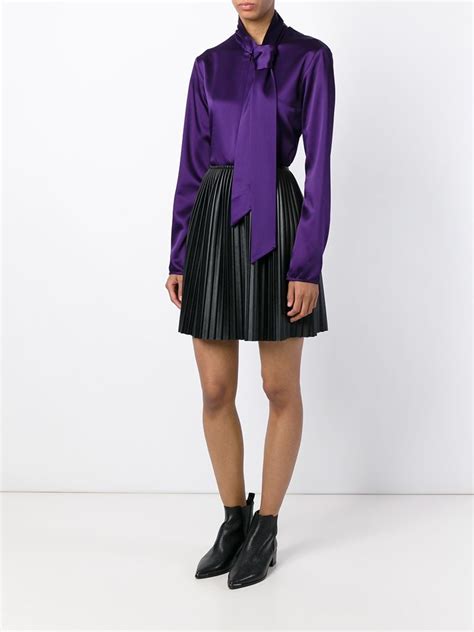 Lyst Msgm Pussy Bow Blouse In Purple