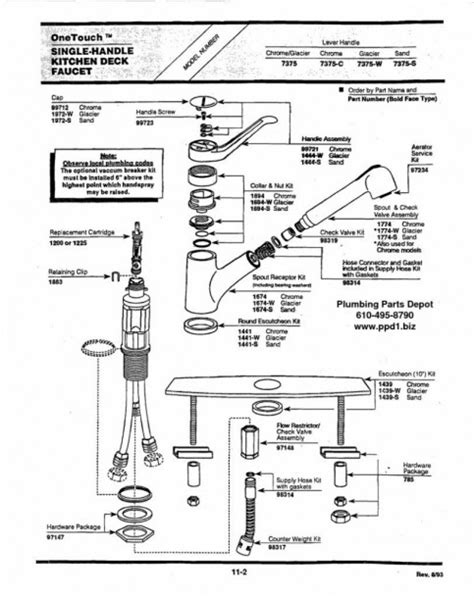 moen kitchen faucet parts diagram