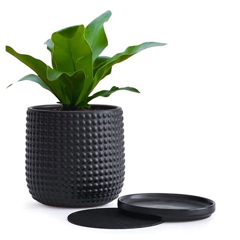 5 5 Inch Matte Black Beaded Ceramic Planter Pot Plant Pots Etsy