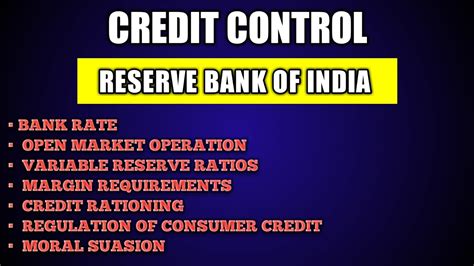 credit control  rbi central bank credit control youtube