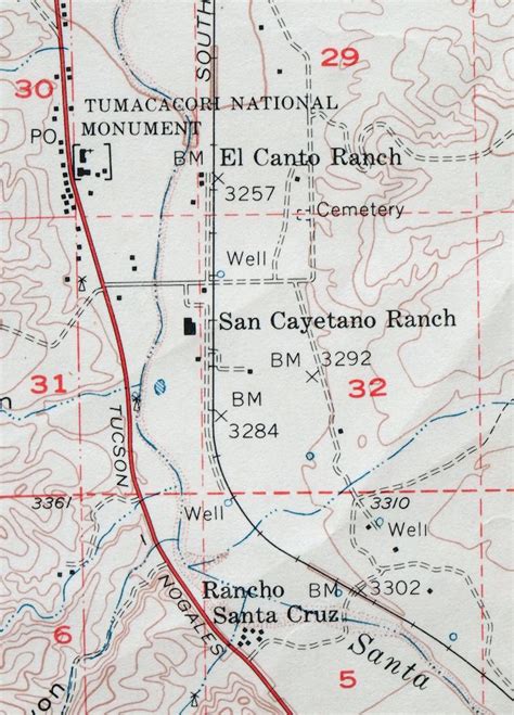Tubac Arizona Vintage Original Usgs Topographic Map 1957 Amado Bartolo