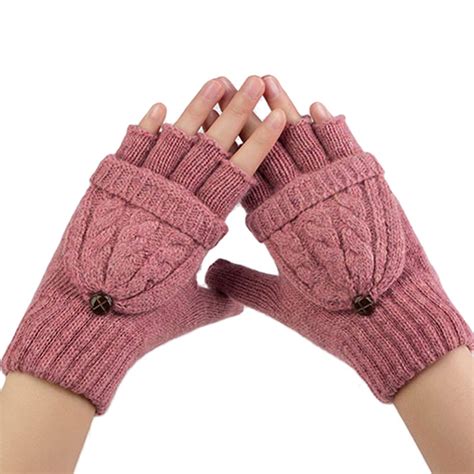 Winter Gloves Women Mitten Warmer Fingerless Gloves Girl Wool Exposed