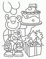 Coloring Pages Birthday 5th Happy Kids Card Printables Holiday Wuppsy Printable Color Boy Template Cards sketch template