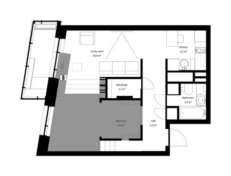 flat floor plan apartment  sqm interior design ideas