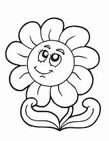 Coloring Pages Printable Girly Flower Flowers Cartoon Spring Sunflower Kids Cute Sun Print Comments Colouring Sheet Happy Springtime sketch template