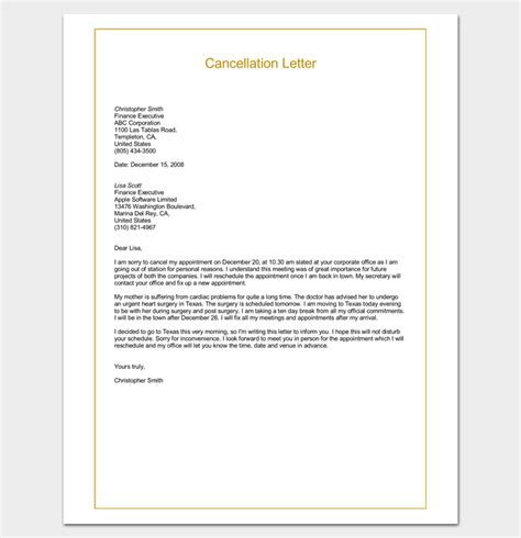 appointment cancellation letter  samples examples formats