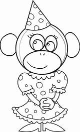 Monkey Coloring Birthday Cartoon Hat Printable sketch template