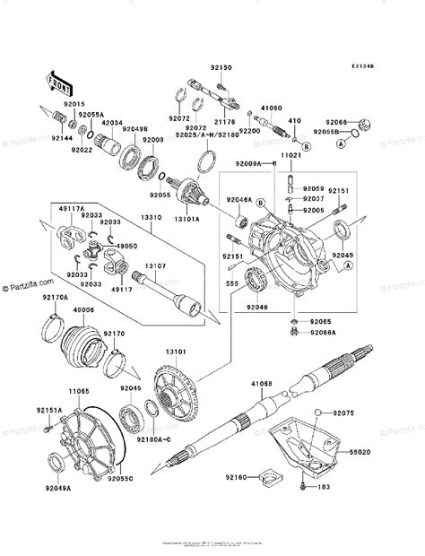 kawasaki atv  oem parts diagram  drive shaft rear partzillacom