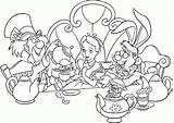Alice Wonderland Coloring Pages Colouring Printable Color Printables Kids Tea Party Book Cat Cheshire Drawing Mad Print Clipart Library Bestcoloringpagesforkids sketch template