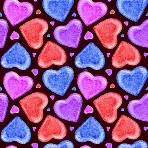 watercolor heart pattern watercolor seamless pattern  multicolored