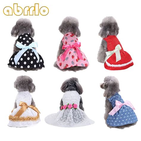 abrrlo hond jurk boog leuke hond jurken polka dot roze huisdier jurk voor kleine honden shih tzu