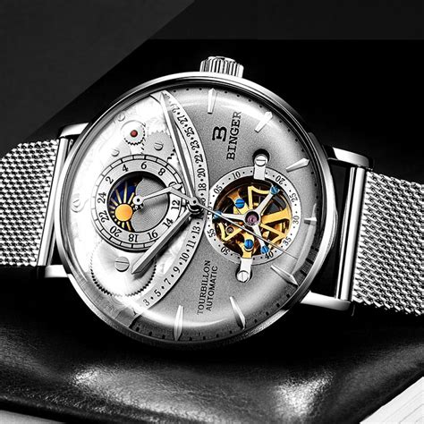silver waterproof mechanical wristwatches automatic watches  men luxury watches  men